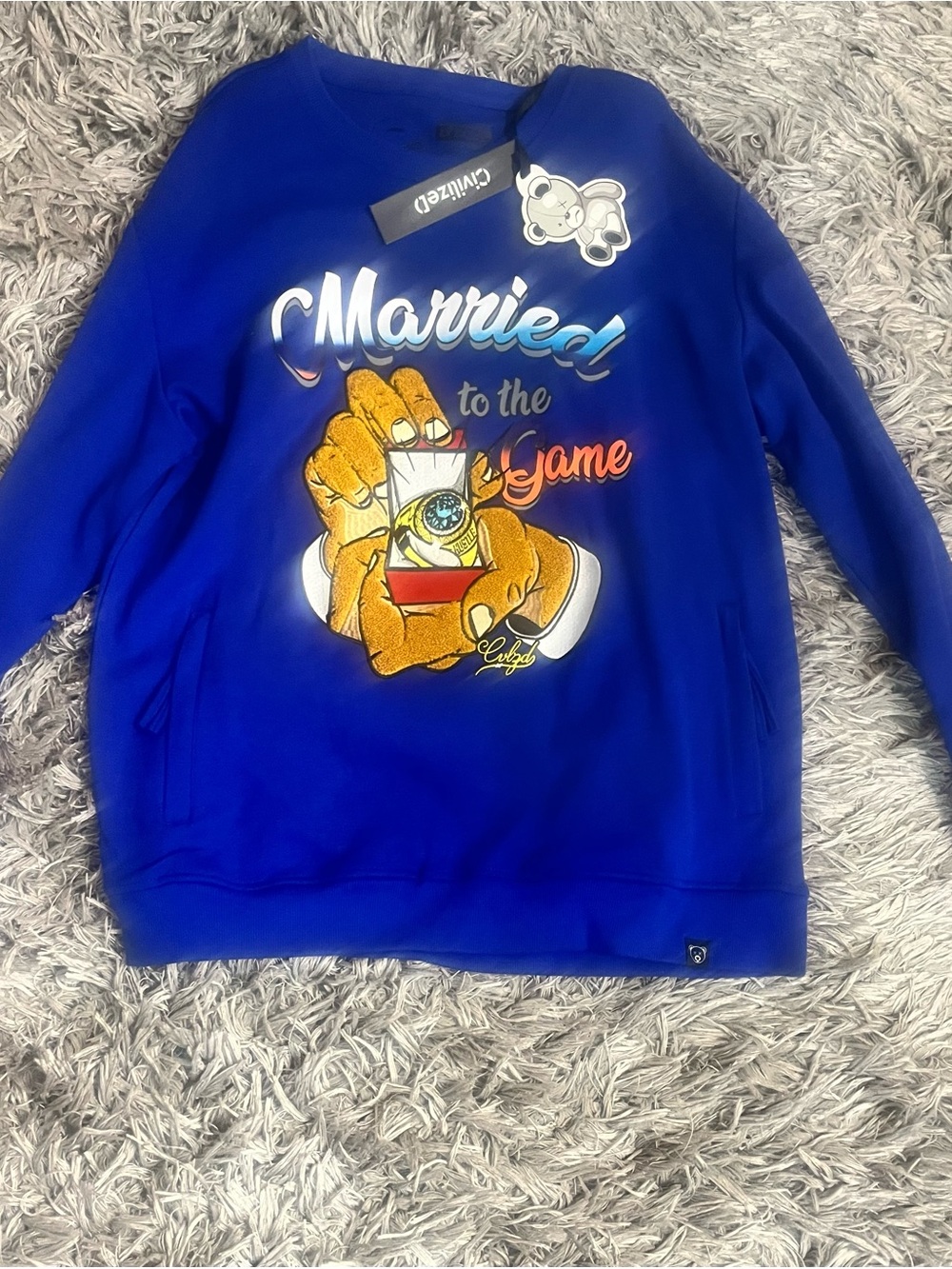 Civilized Men’s 'Married to the Game' Graphic Sweatshirt - Royal Blue 2XL NWT